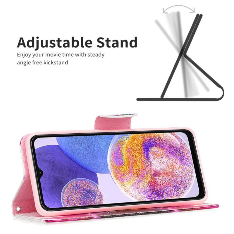 Custodia in pelle Samsung Galaxy M23 5G Fiore Dell'acquerello