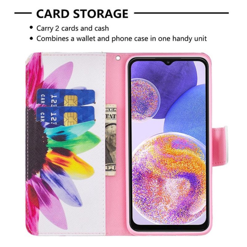 Custodia in pelle Samsung Galaxy M23 5G Fiore Dell'acquerello