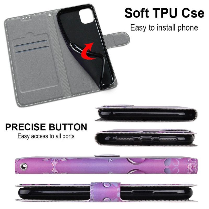 Custodia in pelle Samsung Galaxy M23 5G Gocce D'acqua Con Cordino