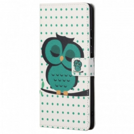 Custodia in pelle Samsung Galaxy M23 5G Gufo Addormentato