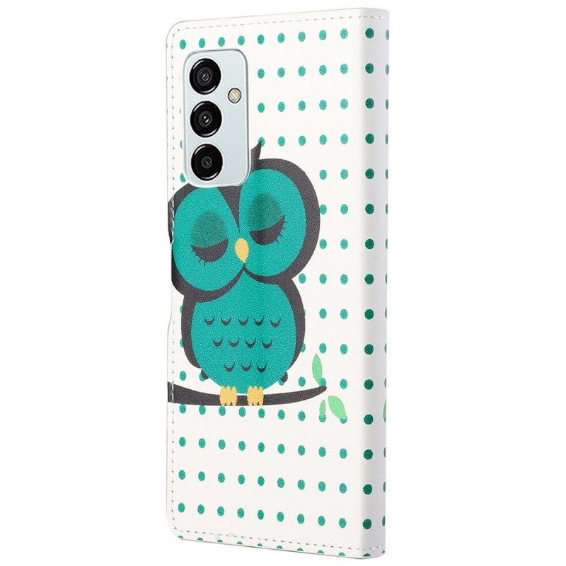 Custodia in pelle Samsung Galaxy M23 5G Gufo Addormentato
