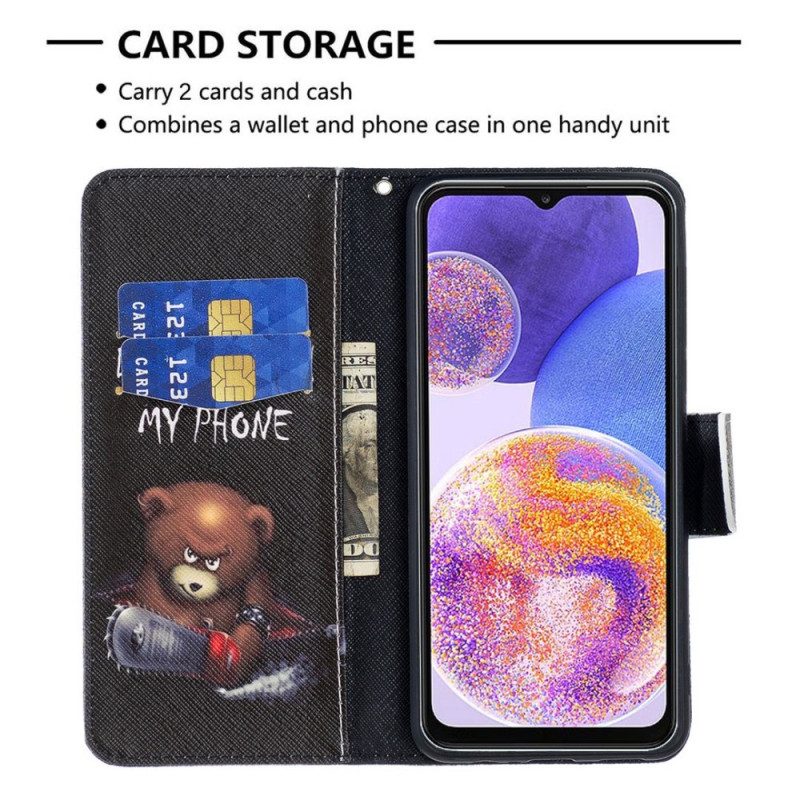 Custodia in pelle Samsung Galaxy M23 5G Orso Pericoloso