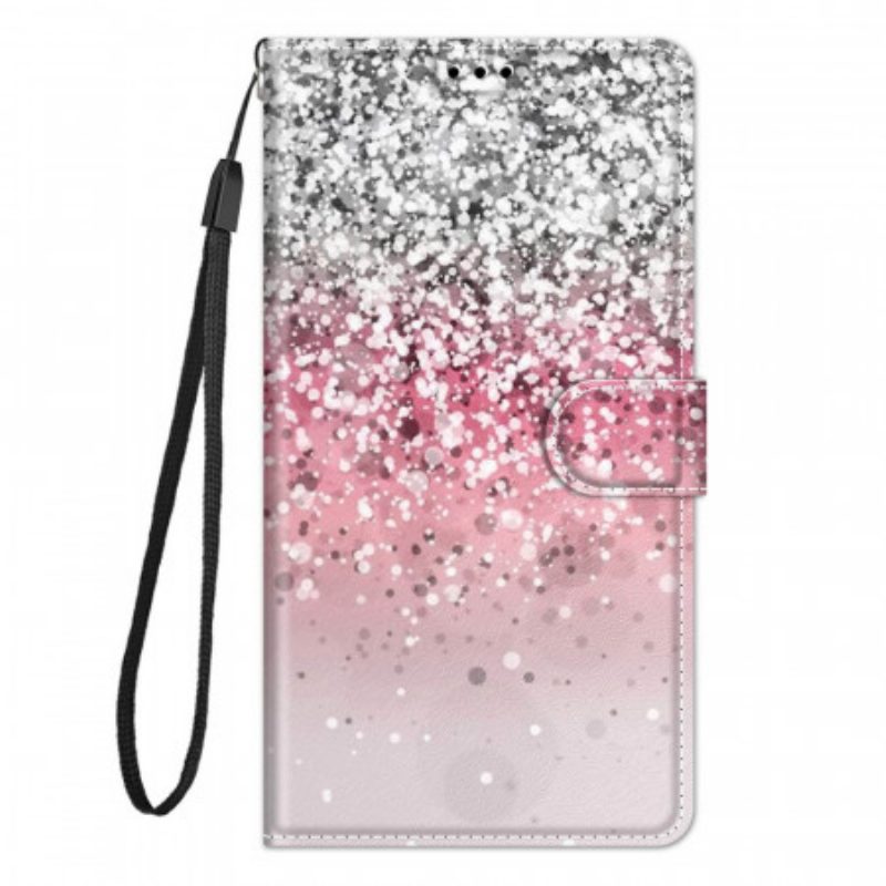 Custodia in pelle Samsung Galaxy M23 5G Paillettes Con Cinturino