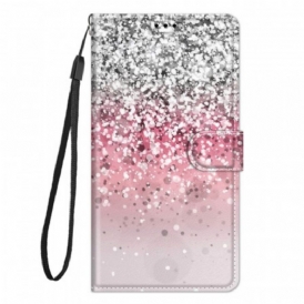 Custodia in pelle Samsung Galaxy M23 5G Paillettes Con Cinturino