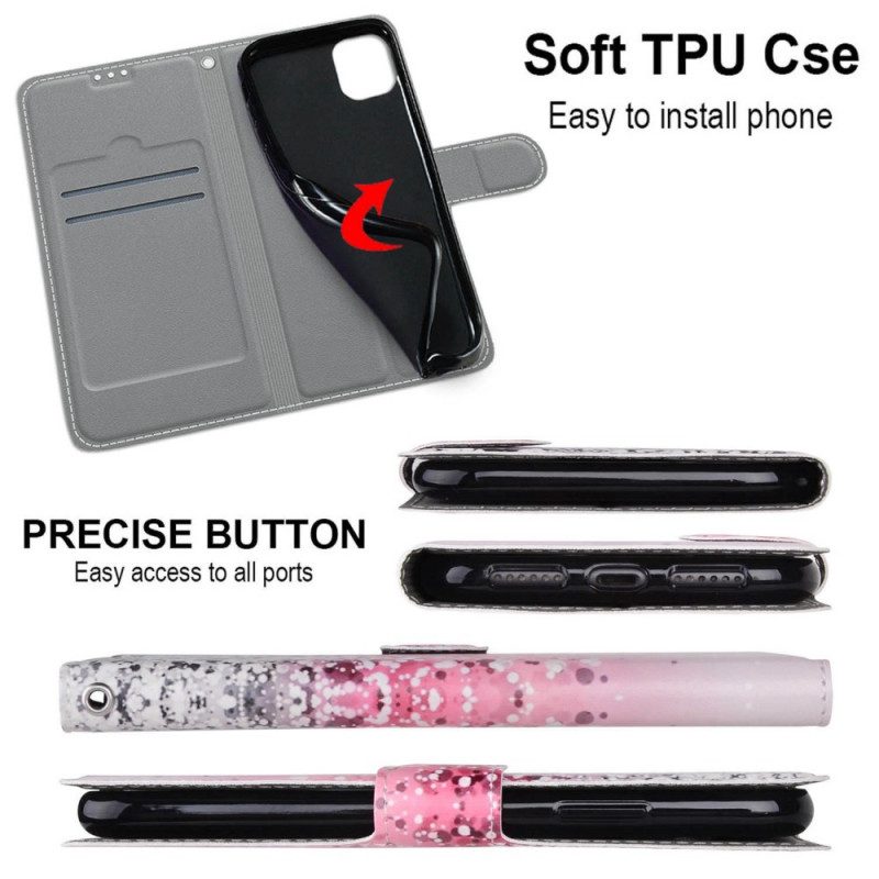 Custodia in pelle Samsung Galaxy M23 5G Paillettes Con Cinturino
