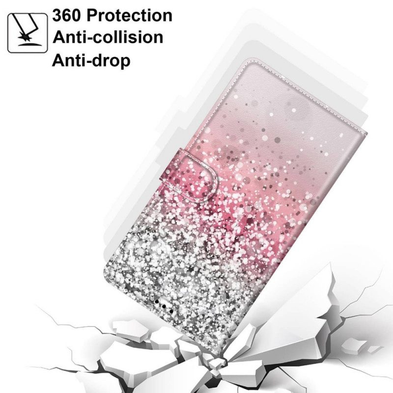Custodia in pelle Samsung Galaxy M23 5G Paillettes Con Cinturino