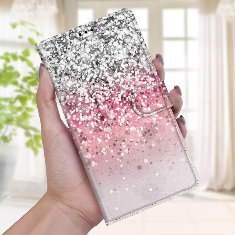 Custodia in pelle Samsung Galaxy M23 5G Paillettes Con Cinturino
