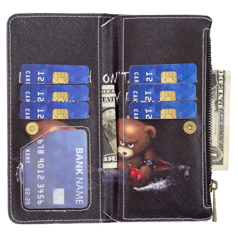 Custodia in pelle Samsung Galaxy M23 5G Portamonete Con Orsetto E Cordino