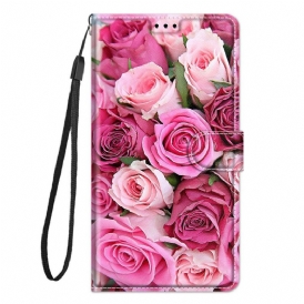 Custodia in pelle Samsung Galaxy M23 5G Rose Con Cordino
