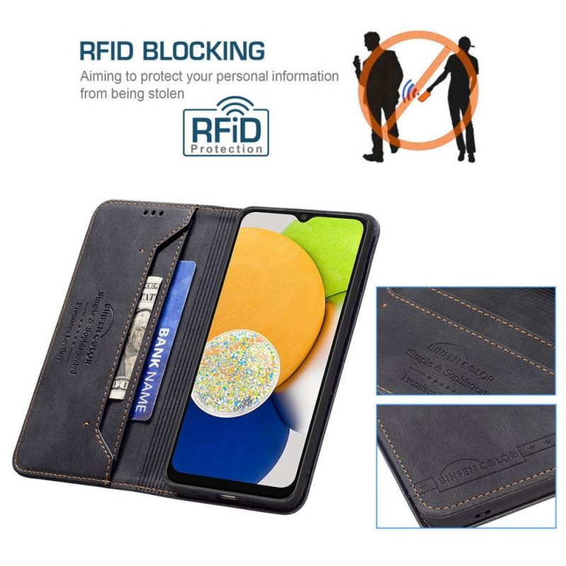 Folio Cover Samsung Galaxy M23 5G Custodia in pelle Binfen Colore Rfid Effetto Pelle
