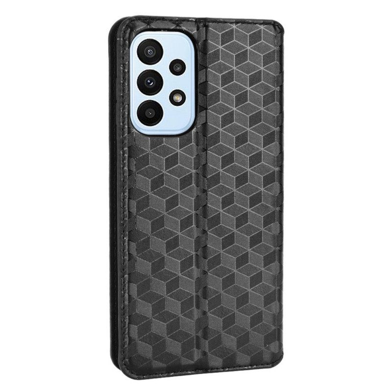 Folio Cover Samsung Galaxy M23 5G Custodia in pelle Effetto Pelle Cubo 3d