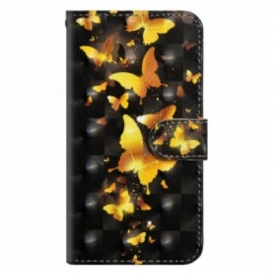 Custodia A Portafoglio Samsung Galaxy A70 Farfalle Gialle