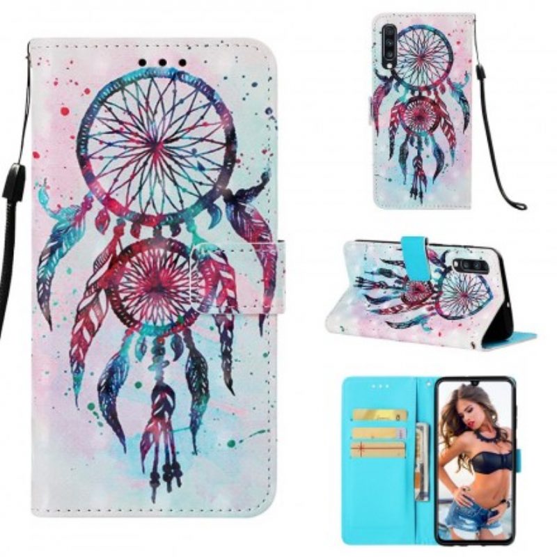 Custodia in pelle Samsung Galaxy A70 Acchiappasogni Rosso
