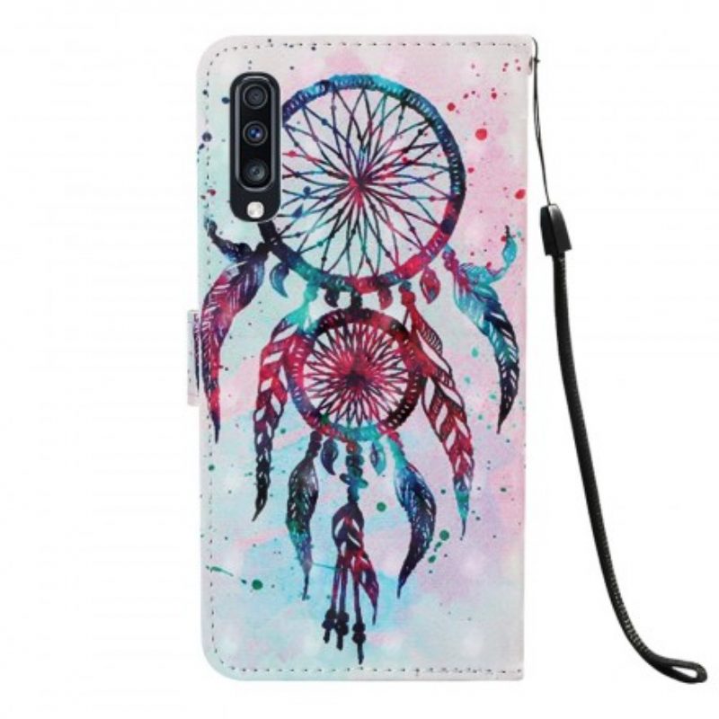 Custodia in pelle Samsung Galaxy A70 Acchiappasogni Rosso