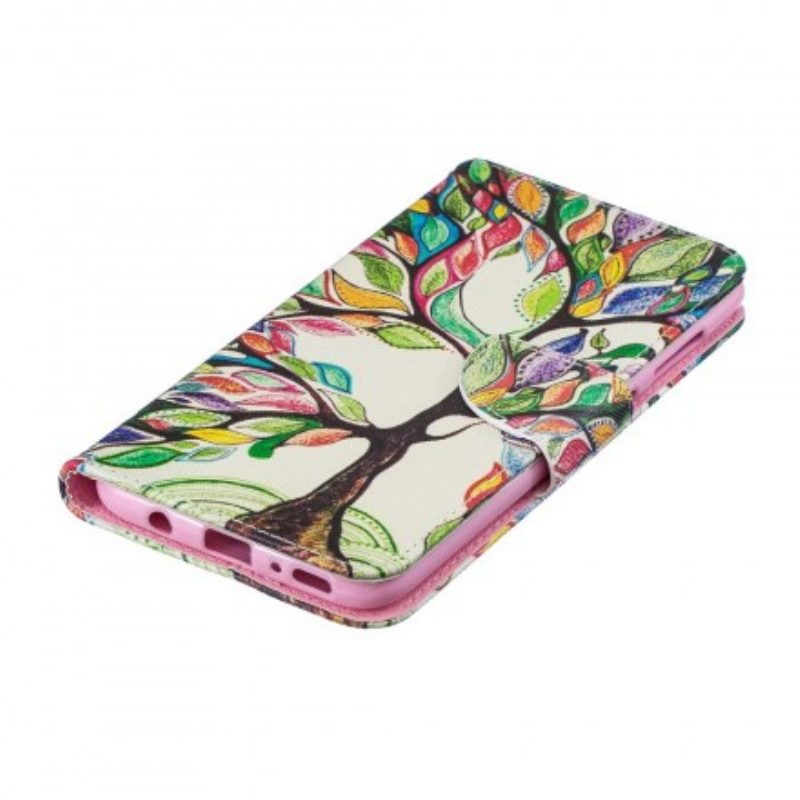 Custodia in pelle Samsung Galaxy A70 Albero Colorato