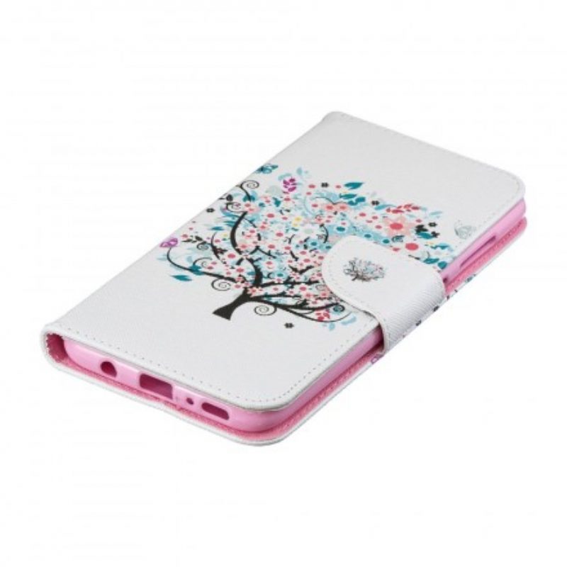 Custodia in pelle Samsung Galaxy A70 Albero Fiorito