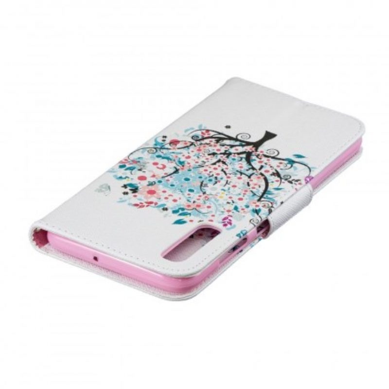 Custodia in pelle Samsung Galaxy A70 Albero Fiorito