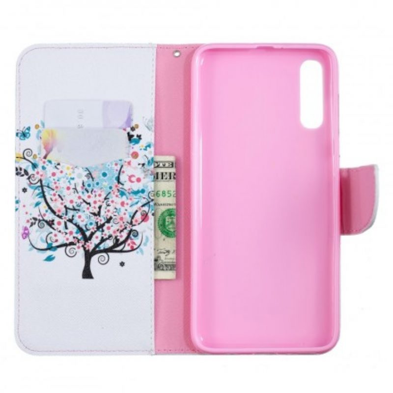Custodia in pelle Samsung Galaxy A70 Albero Fiorito