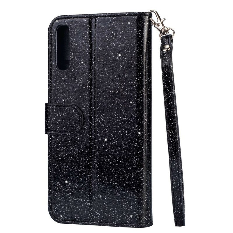 Custodia in pelle Samsung Galaxy A70 Borsa Glitterata Con Cinturino