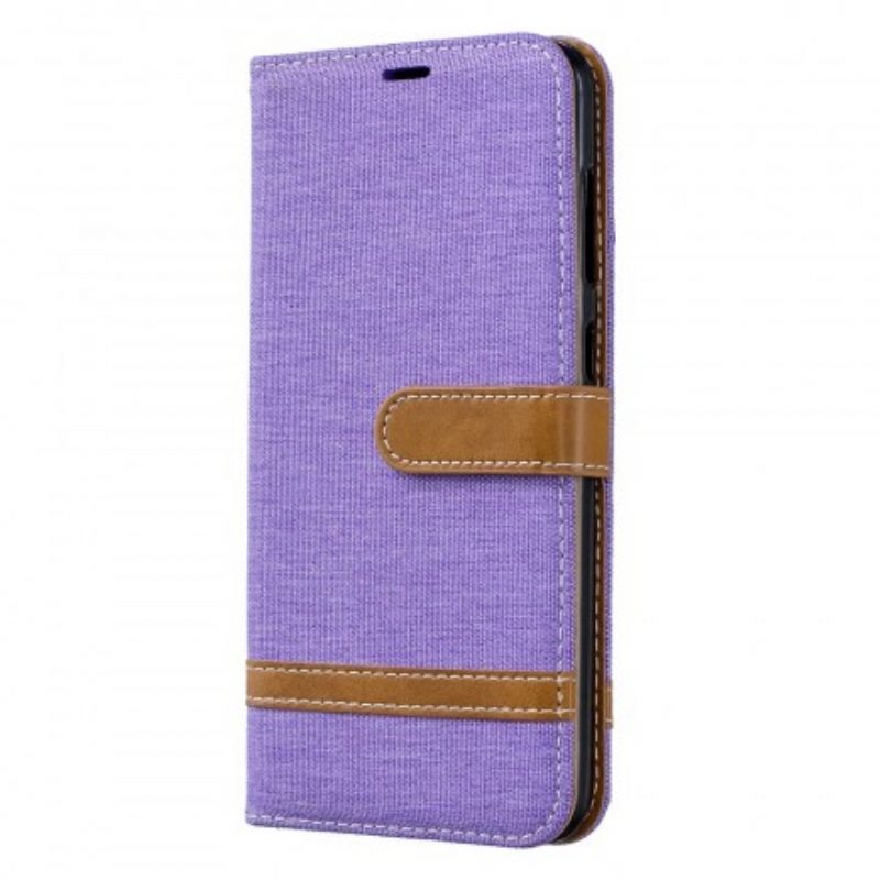 Custodia in pelle Samsung Galaxy A70 Cinturino Effetto Tessuto E Pelle