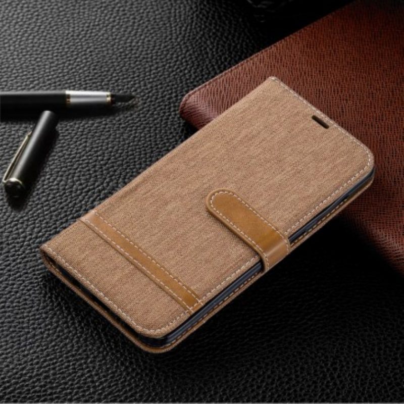 Custodia in pelle Samsung Galaxy A70 Cinturino Effetto Tessuto E Pelle