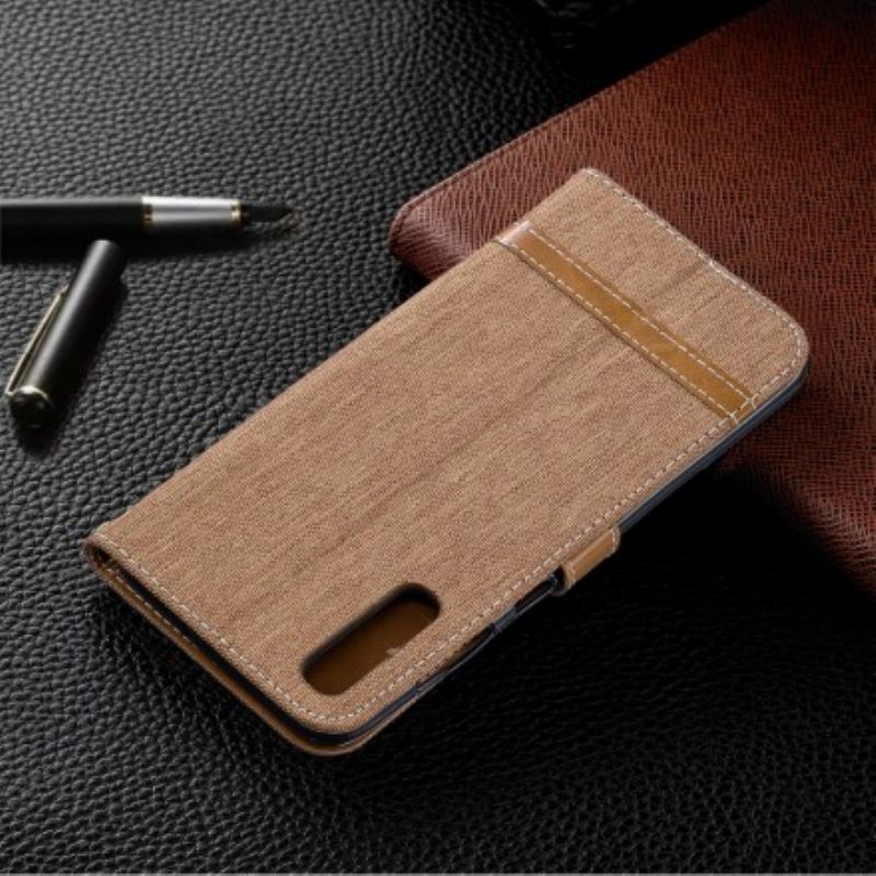 Custodia in pelle Samsung Galaxy A70 Cinturino Effetto Tessuto E Pelle