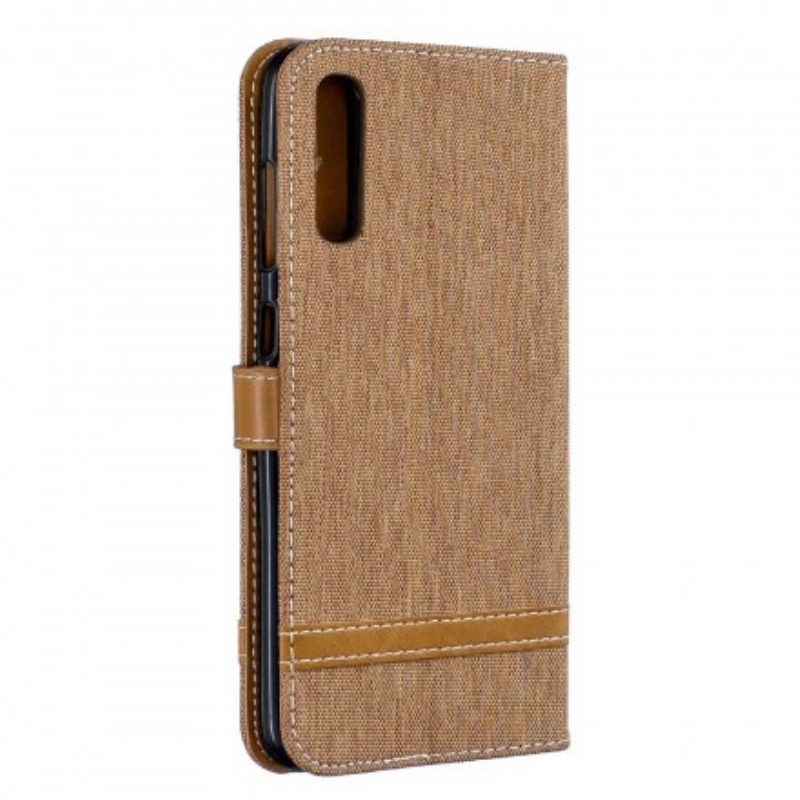 Custodia in pelle Samsung Galaxy A70 Cinturino Effetto Tessuto E Pelle