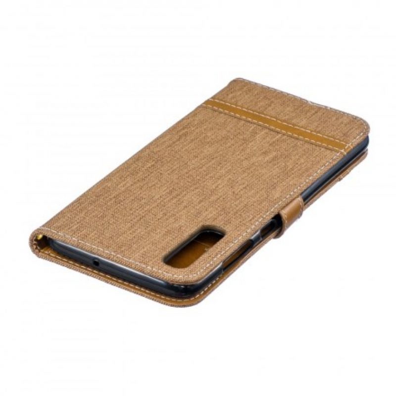 Custodia in pelle Samsung Galaxy A70 Cinturino Effetto Tessuto E Pelle