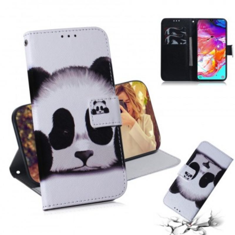 Custodia in pelle Samsung Galaxy A70 Faccia Da Panda