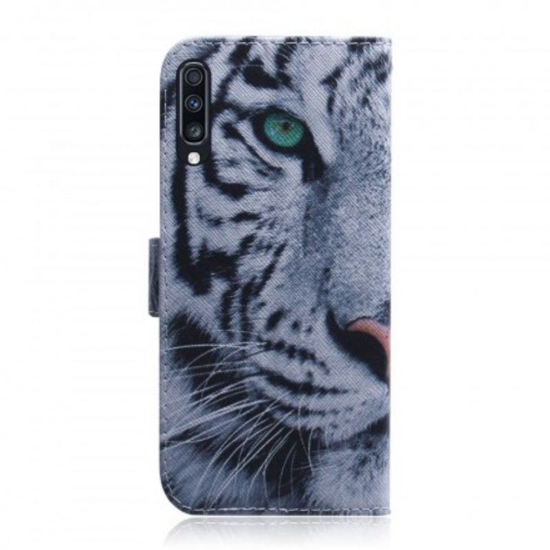 Custodia in pelle Samsung Galaxy A70 Faccia Da Tigre