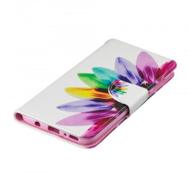 Custodia in pelle Samsung Galaxy A70 Fiore Dell'acquerello