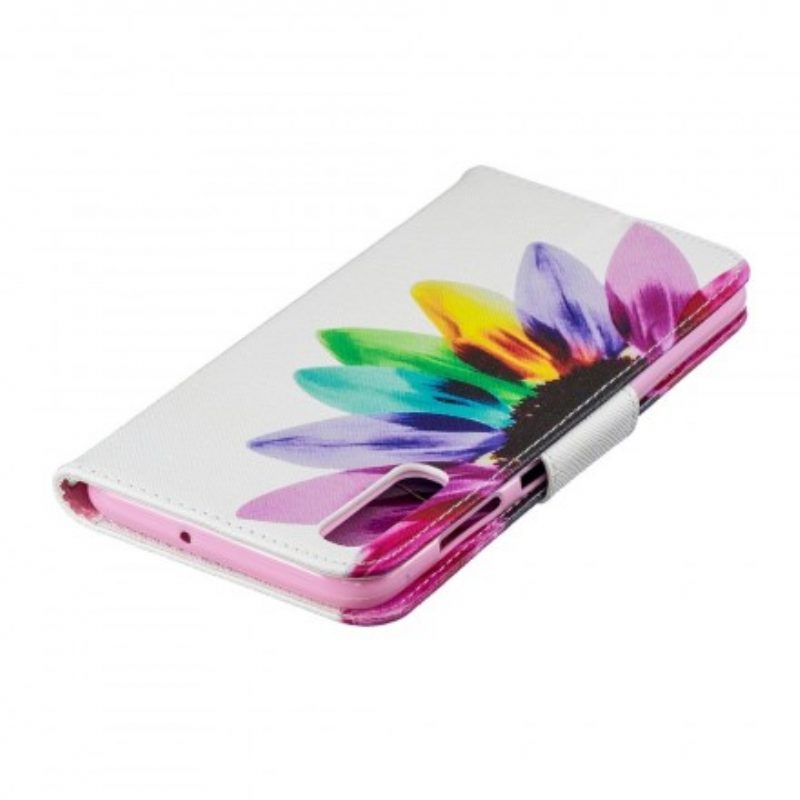 Custodia in pelle Samsung Galaxy A70 Fiore Dell'acquerello