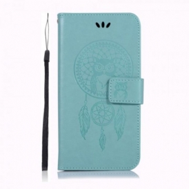 Custodia in pelle Samsung Galaxy A70 Gufo Acchiappasogni Effetto Pelle