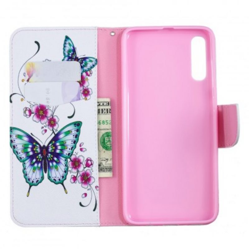 Custodia in pelle Samsung Galaxy A70 Meravigliose Farfalle