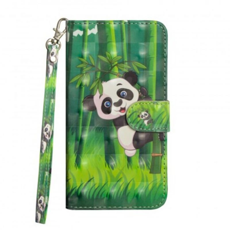 Custodia in pelle Samsung Galaxy A70 Panda E Bambù