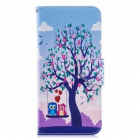 Folio Cover Samsung Galaxy A70 Gufi Sull'altalena
