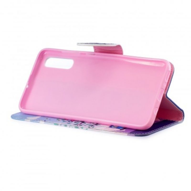 Folio Cover Samsung Galaxy A70 Gufi Sull'altalena