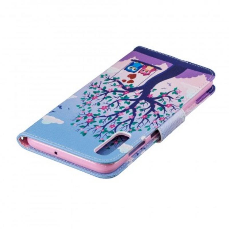 Folio Cover Samsung Galaxy A70 Gufi Sull'altalena
