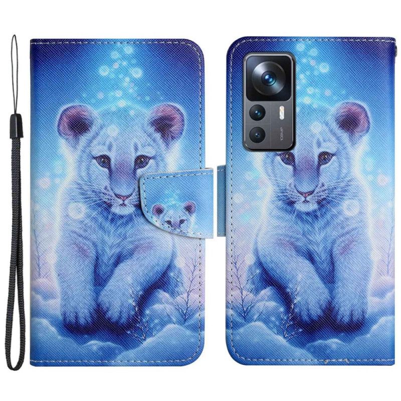 Custodia in pelle Xiaomi 12T / 12T Pro Baby Leopardo Con Cinturino
