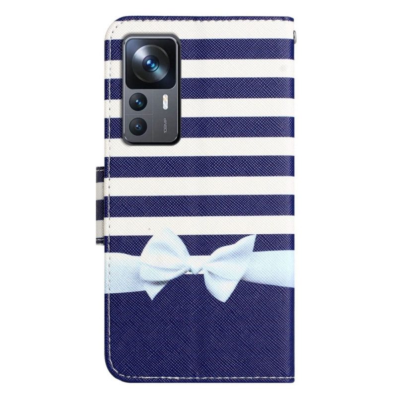 Custodia in pelle Xiaomi 12T / 12T Pro Cinturino Blu Scuro