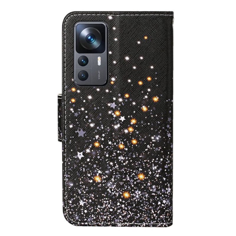 Custodia in pelle Xiaomi 12T / 12T Pro Cinturino Nero