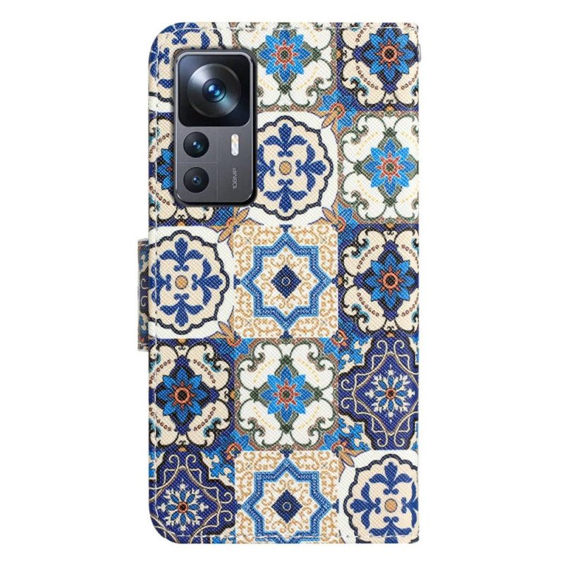 Custodia in pelle Xiaomi 12T / 12T Pro Fantasie Floreali Con Cinturino