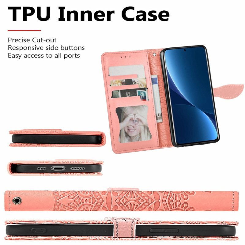 Custodia in pelle Xiaomi 12T / 12T Pro Foglie Tribali