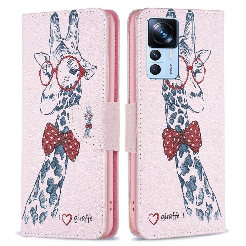 Custodia in pelle Xiaomi 12T / 12T Pro Giraffa Intelligente