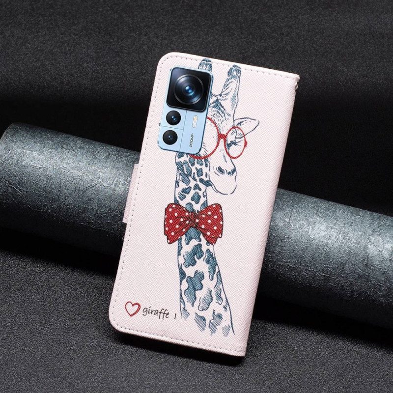 Custodia in pelle Xiaomi 12T / 12T Pro Giraffa Intelligente