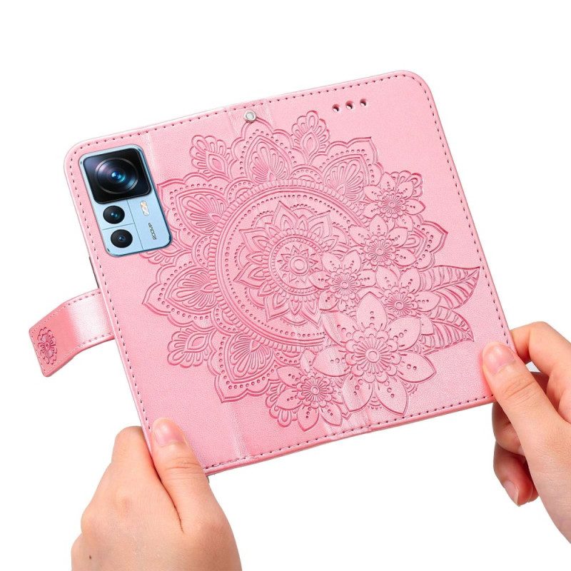 Custodia in pelle Xiaomi 12T / 12T Pro Mandala Strappy