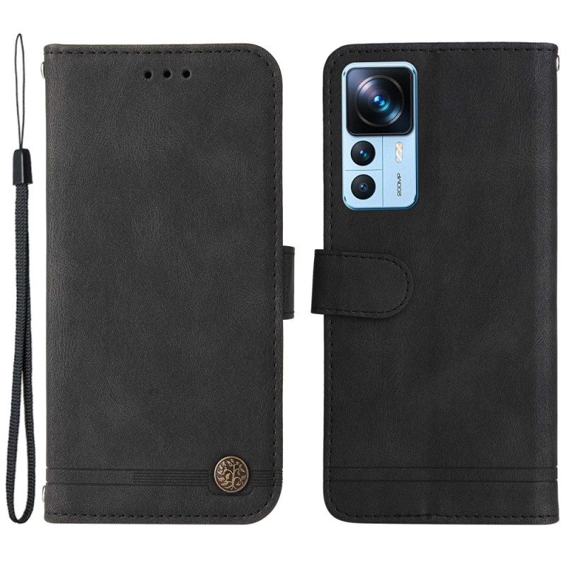 Custodia in pelle Xiaomi 12T / 12T Pro Rivetto Decorativo E Cordino