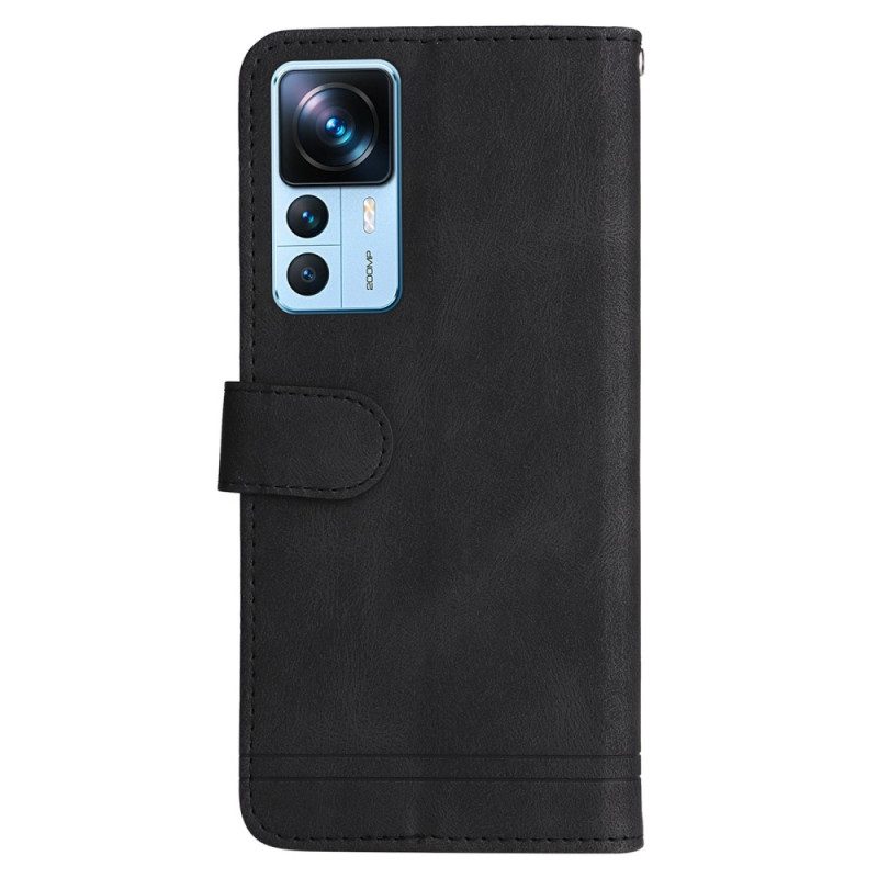 Custodia in pelle Xiaomi 12T / 12T Pro Rivetto Decorativo E Cordino