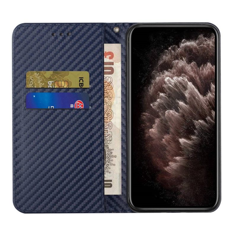 Folio Cover Xiaomi 12T / 12T Pro Custodia in pelle Fibra Di Carbonio Con Cordino