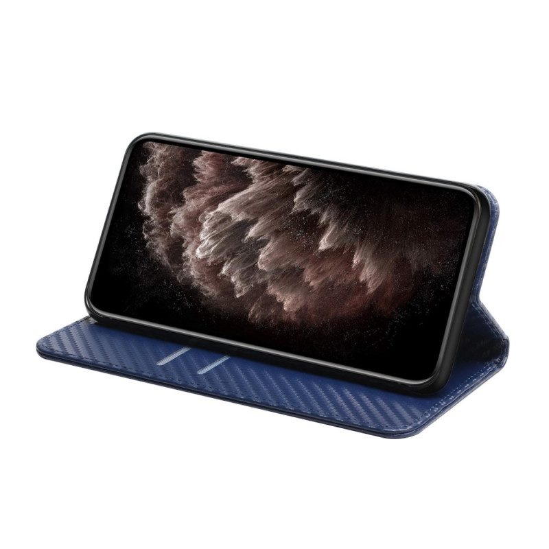 Folio Cover Xiaomi 12T / 12T Pro Custodia in pelle Fibra Di Carbonio Con Cordino
